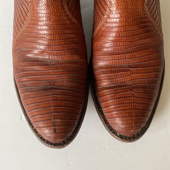 VINTAGE Justin brown cognac leather western cowboy boots - Picture 4 of 10